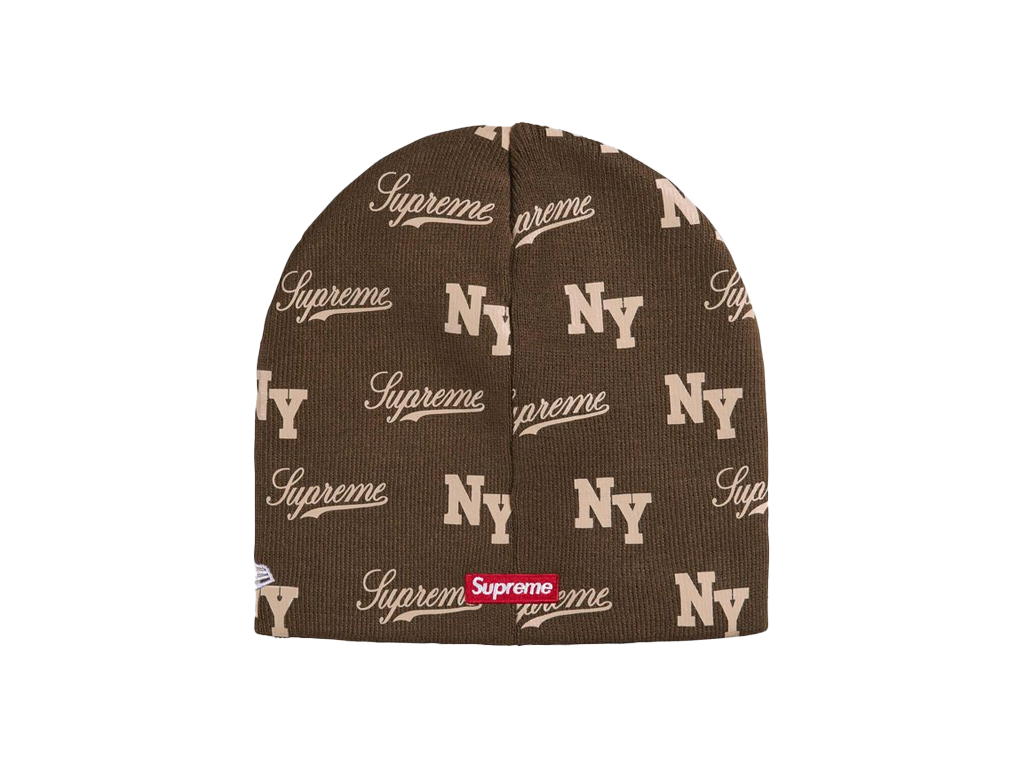 Supreme New Era Monogram Beanie Brown-Supreme-pikastore.cz