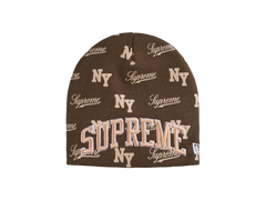 Supreme New Era Monogram Beanie Brown