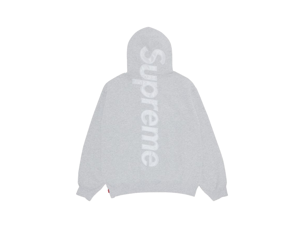 Supreme Satin Applique Hooded Sweatshirt (FW23) Ash Grey-Supreme-pikastore.cz