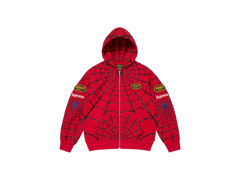 Supreme Vanson Leathers Spider-Man Zip Up Hooded Sweatshirt Red