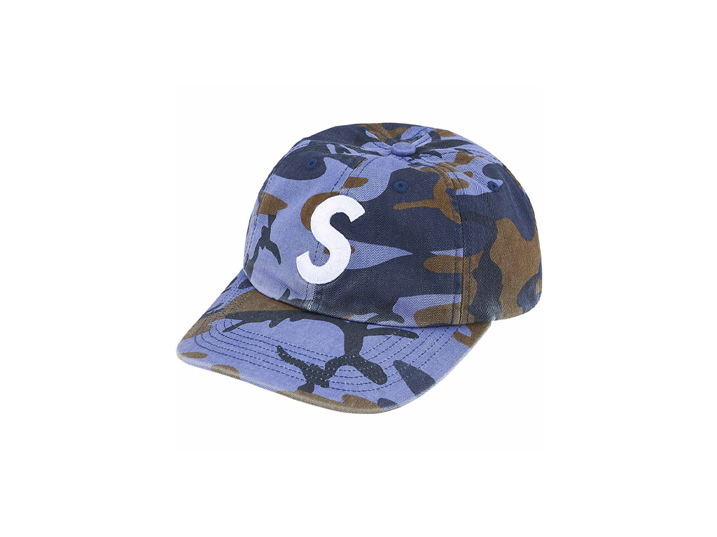 Supreme Pigment Coated S Logo 6-Panel Blue Camo-Supreme-pikastore.cz