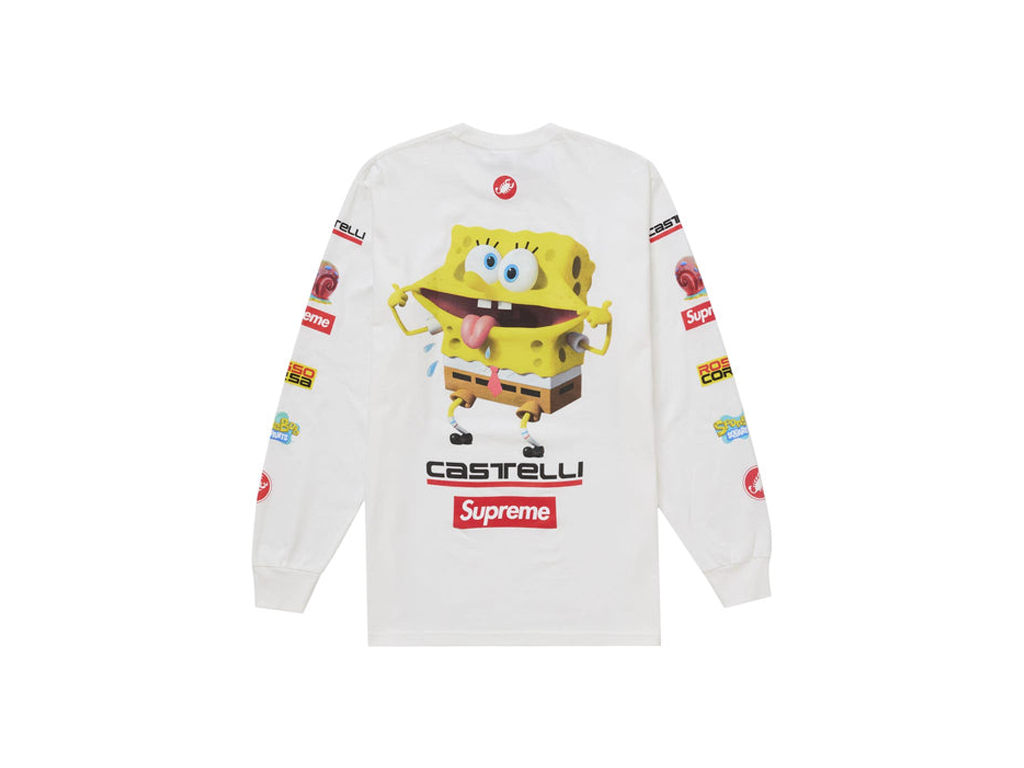 Supreme SpongeBob/Castelli Racing L/S Tee White-Supreme-pikastore.cz