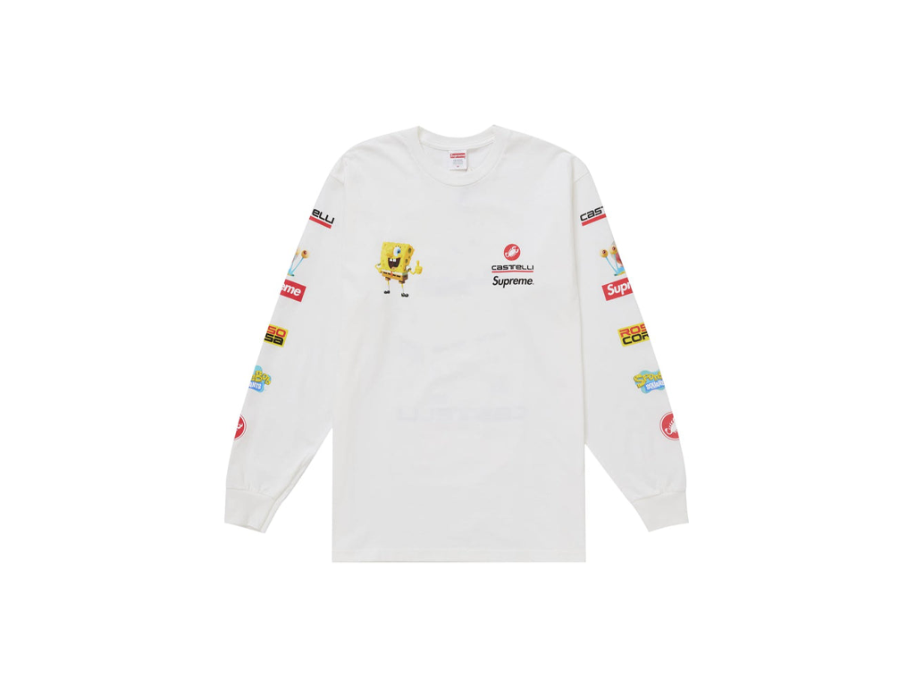 Supreme SpongeBob/Castelli Racing L/S Tee White-Supreme-pikastore.cz