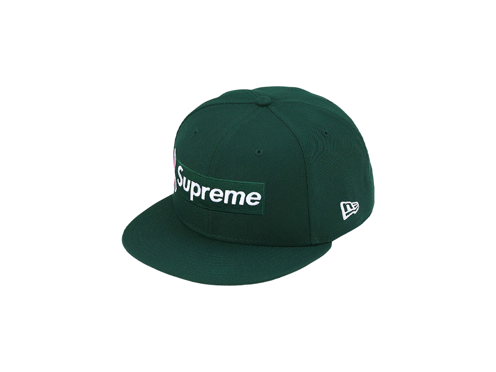 Supreme x New Era Breast Cancer Awareness Box Logo Fitted Hat Green-Clothing-Supreme-pikastore.cz