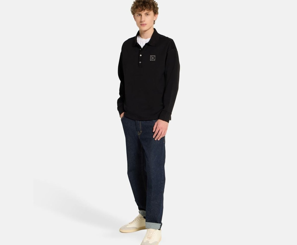 Calvin Klein Long-sleeved polo shirt Double Face Black – t-paita – kuva 5/5