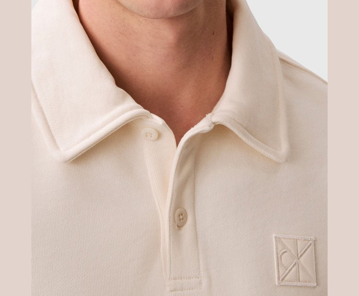 Calvin Klein Long-sleeved polo shirt Terry White – t-shirt – photo 3 sur 5
