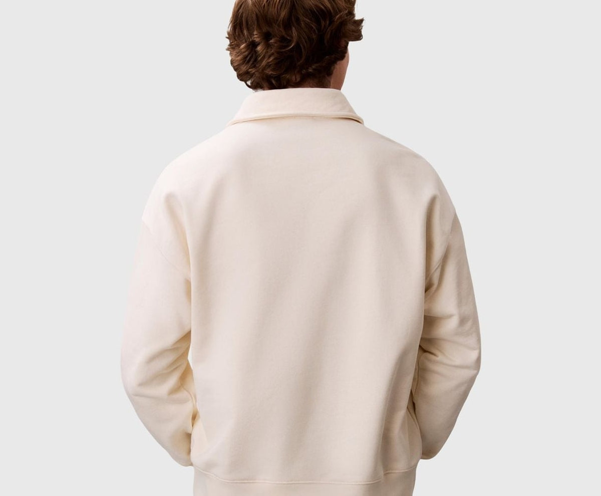 Calvin Klein Long-sleeved polo shirt Terry White – t-shirt – photo 4 sur 5