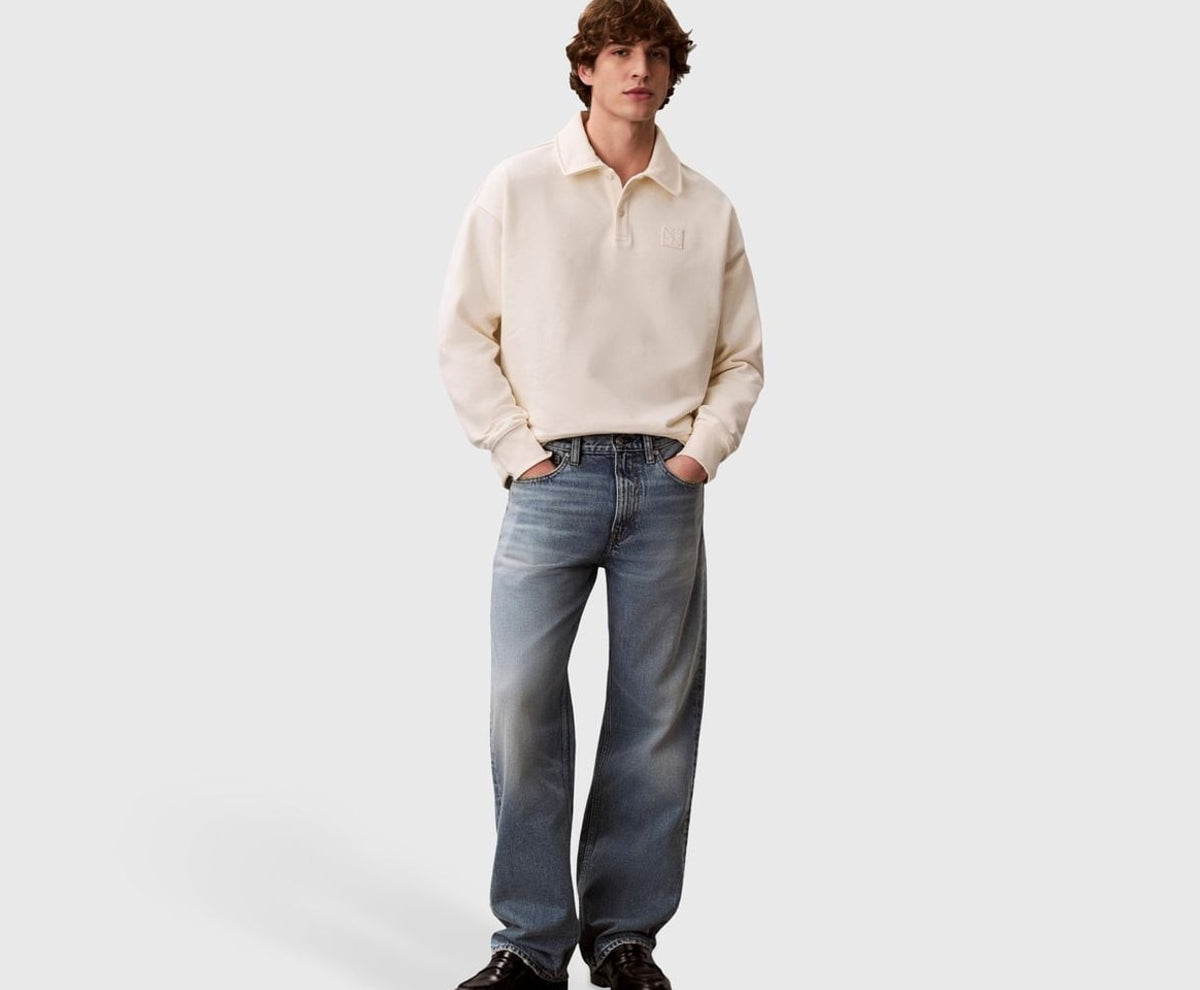 Calvin Klein Long-sleeved polo shirt Terry White – t-shirt – photo 5 sur 5