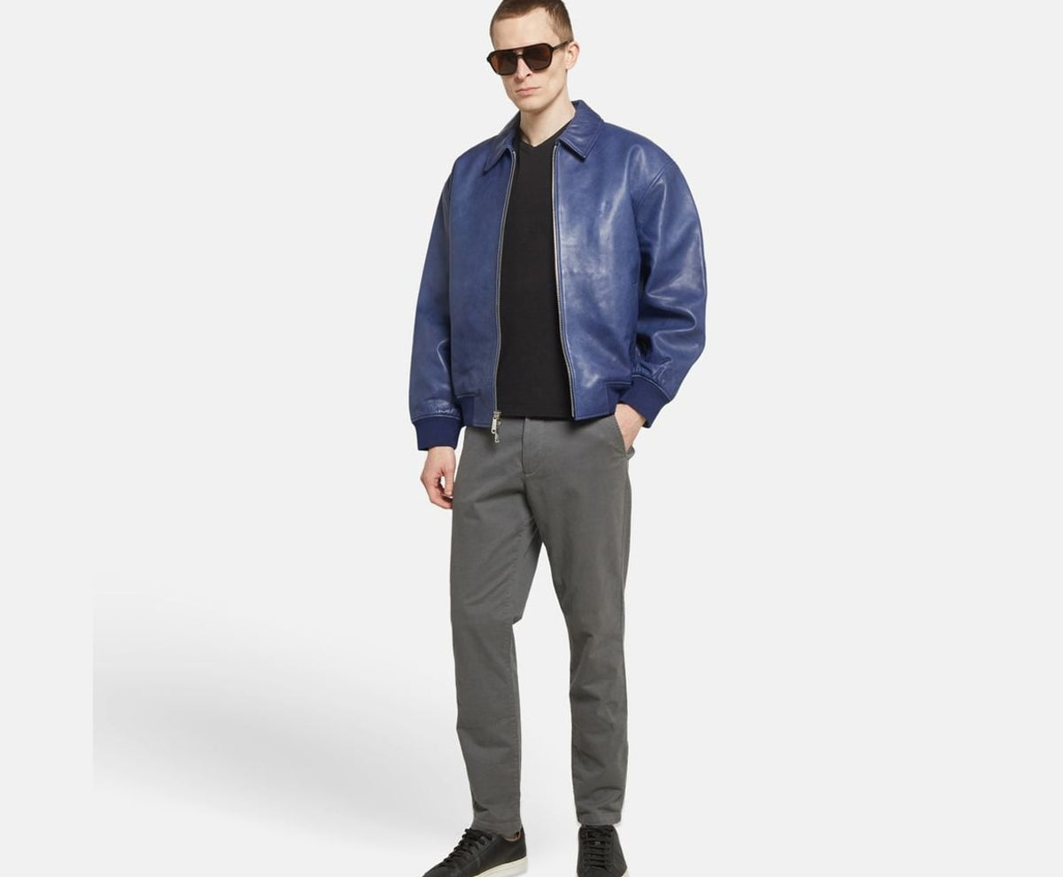 Calvin Klein Leather blouson Blue – oblečení – fotka 6 z 6