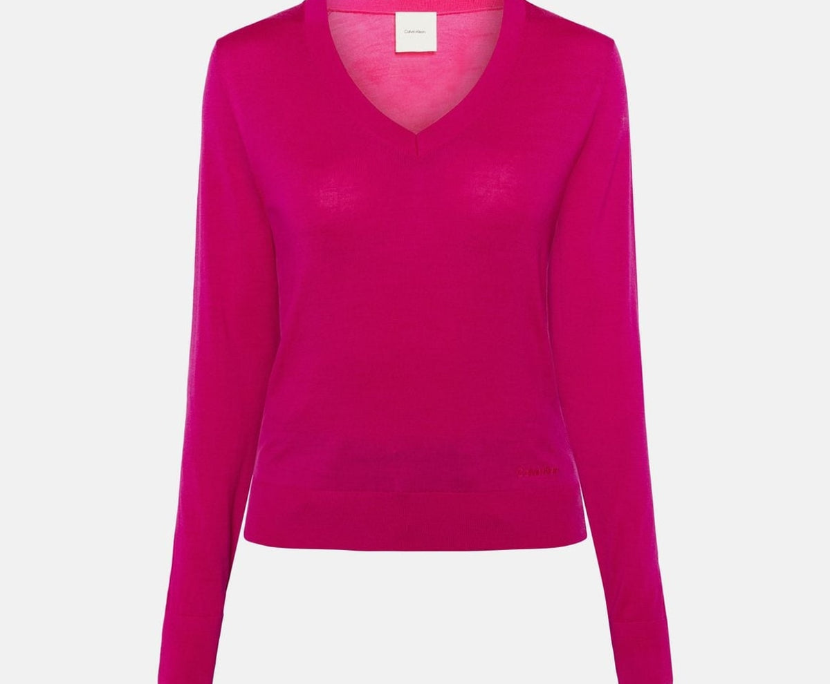 Calvin Klein Wool pullover Pink – odzież, różowy