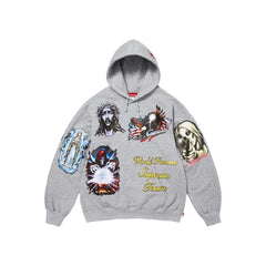 Supreme Stickers Світшот з капюшоном Heather Grey