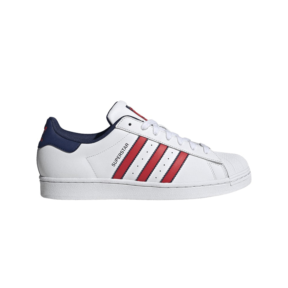Adidas Superstar White Scarlet Dark Blue – chaussures, bleu