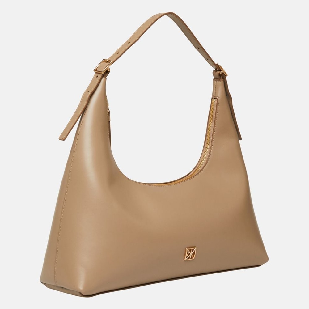 Calvin Klein Leather shoulder bag Emblem Taupe – bag