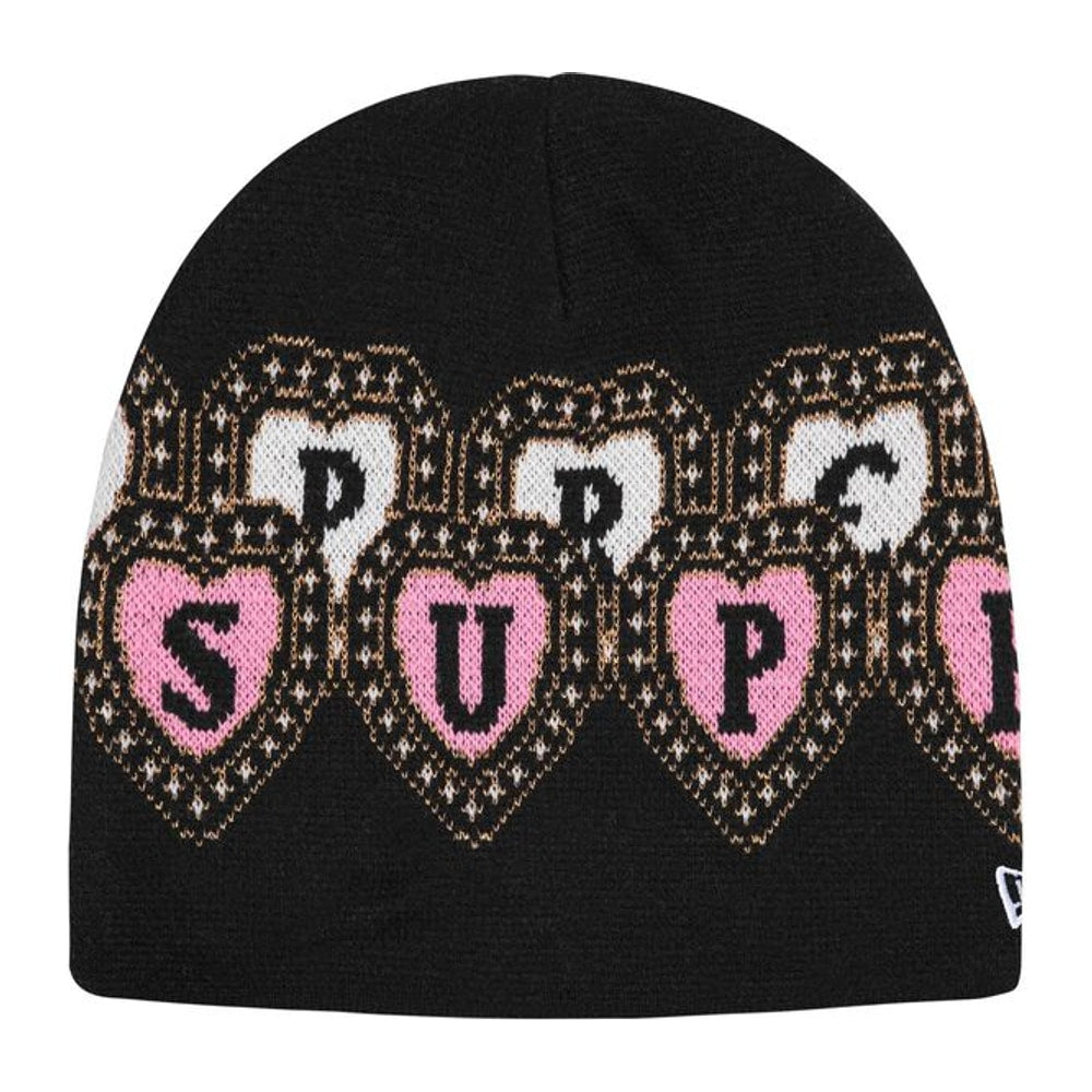 Supreme New Era Hearts Beanie Black – čepice