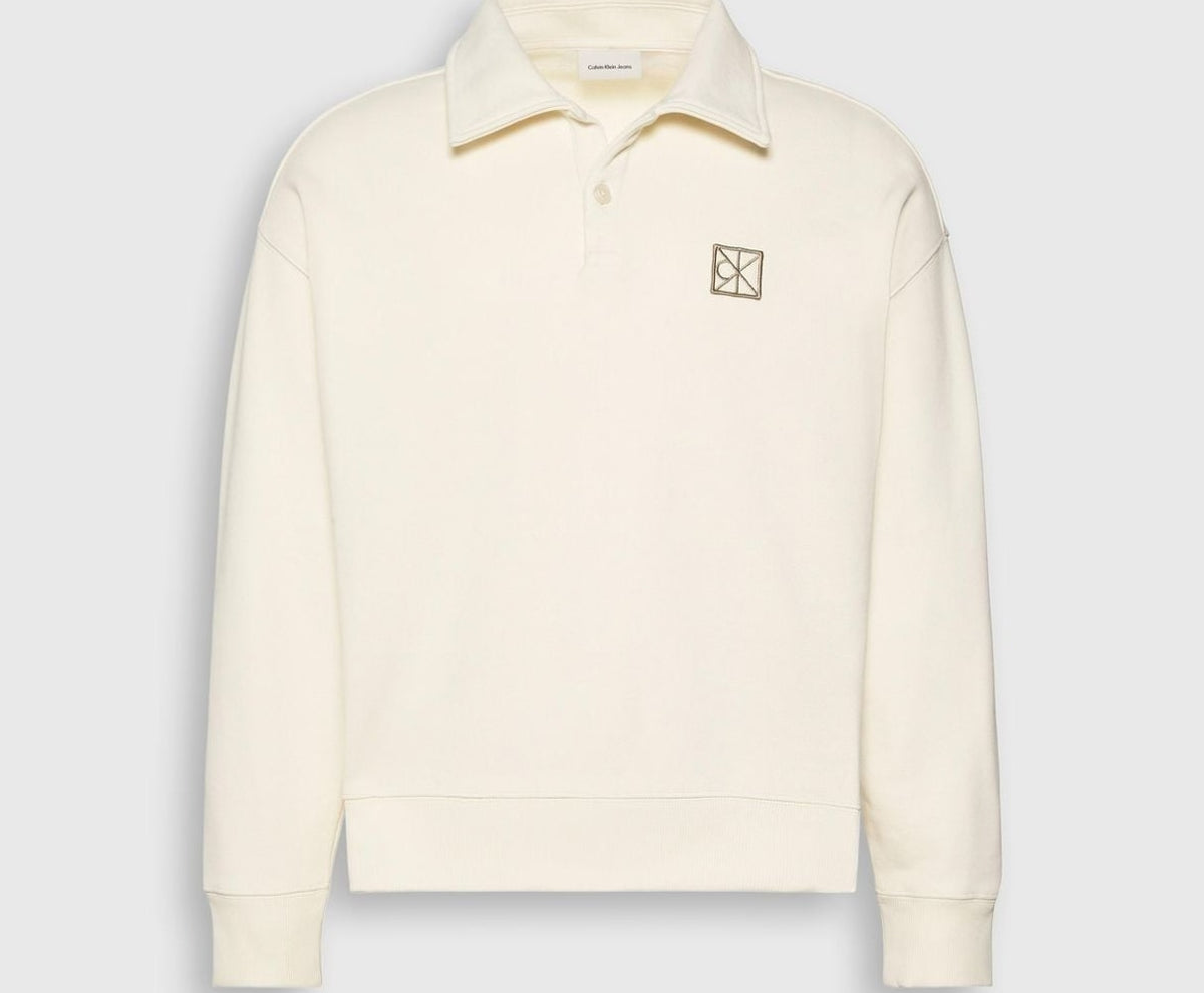 Calvin Klein Long-sleeved polo shirt Terry White – vêtements, blanc