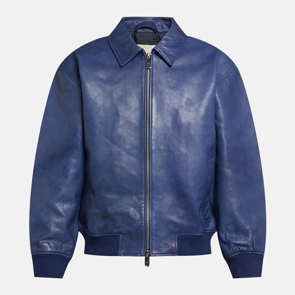 Calvin Klein Leather blouson Blue – îmbrăcăminte, albastru