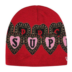 Supreme New Era Hearts Beanie Red