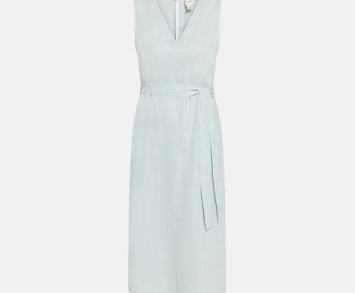 Calvin Klein Linen-blend dress Light Blue – odzież