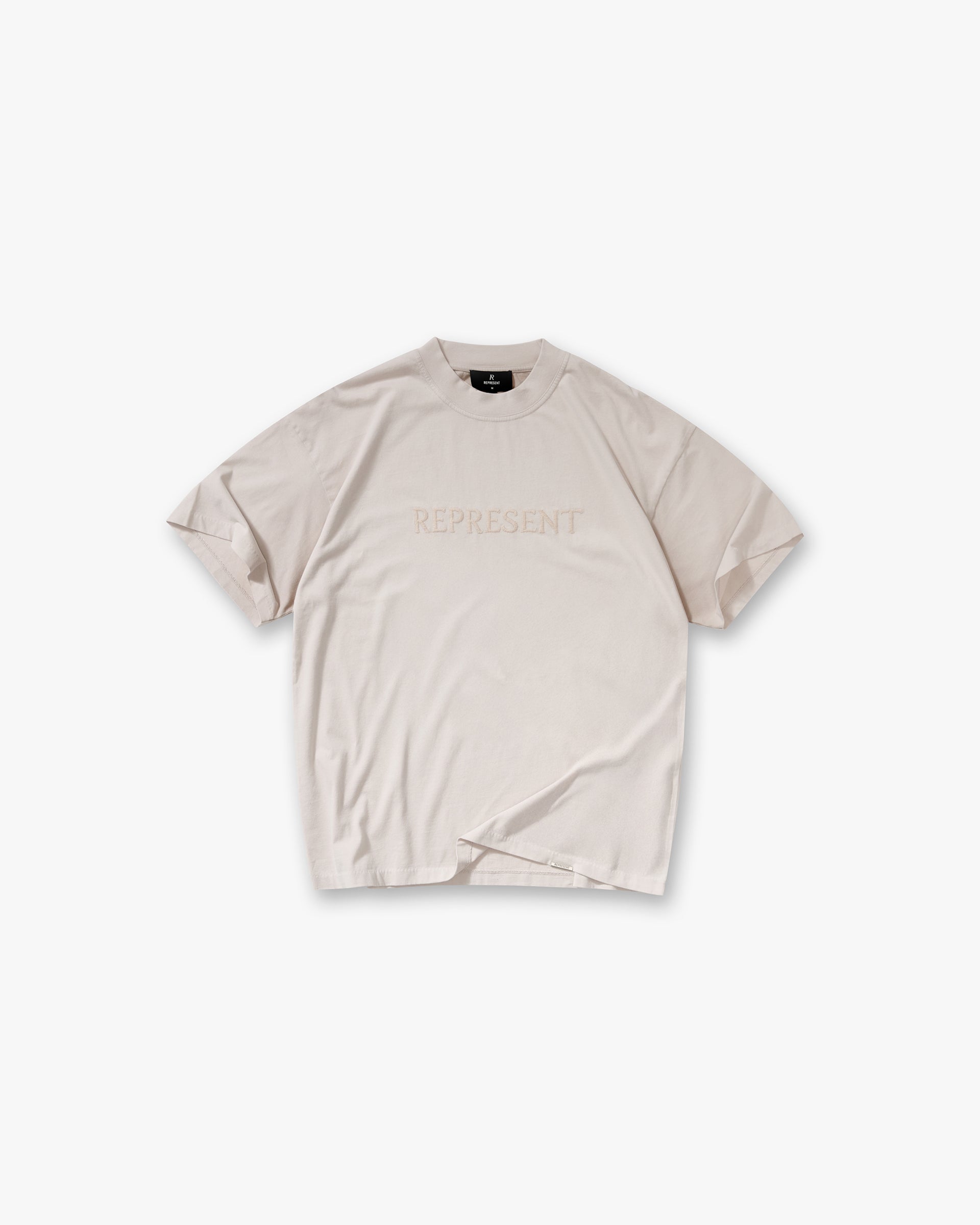 Represent Embroidered Serif Logo T-Shirt Concrete