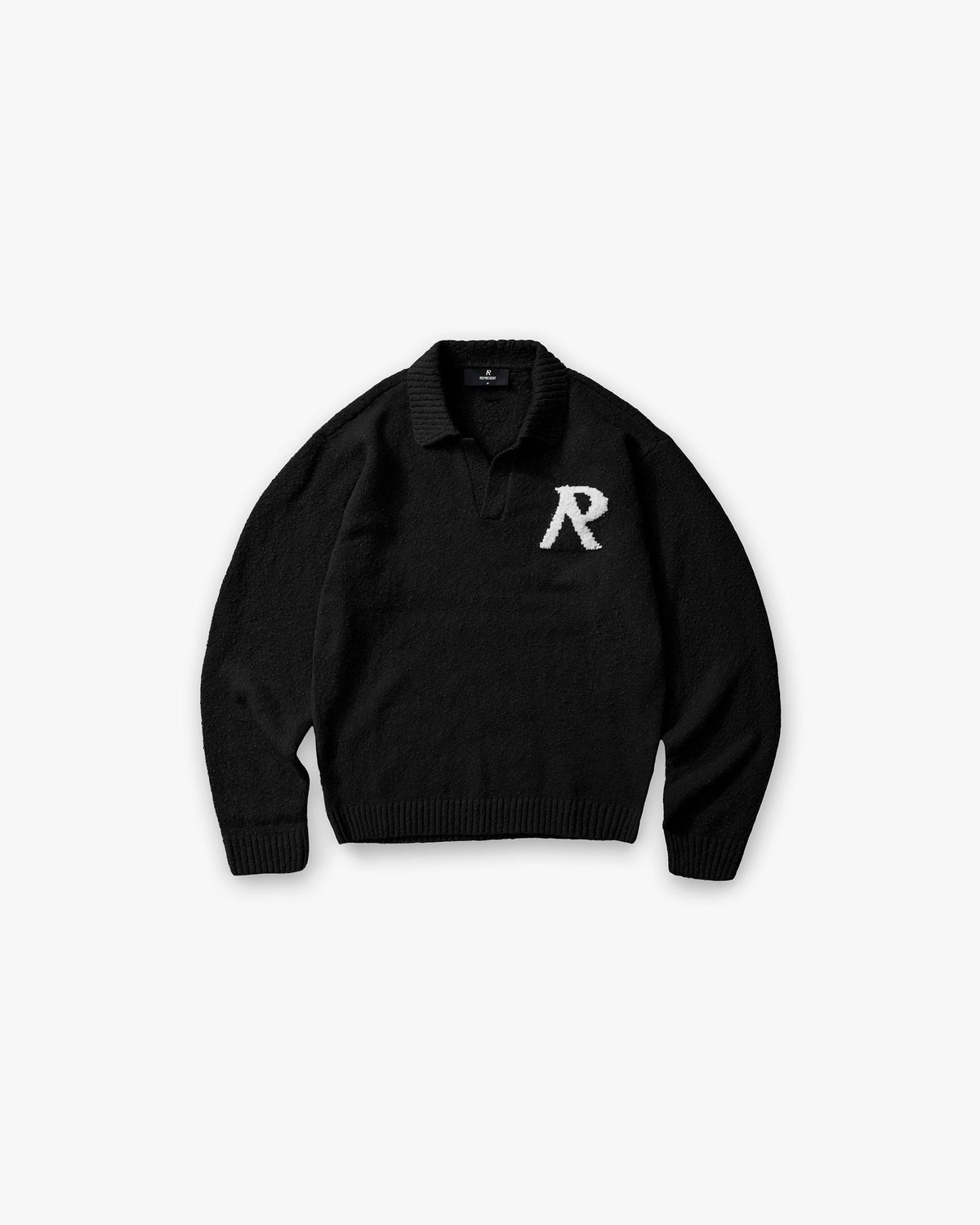 Represent Knitted Boucle Polo Jet Black