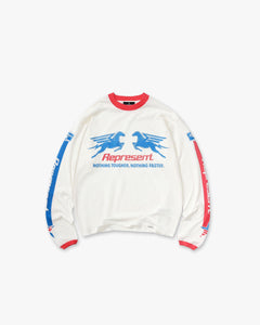 Represent Mesh Pegasus Long Sleeve T-Shirt Flat White