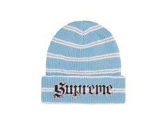 Supreme Metallic Stripe Beanie Light Blue