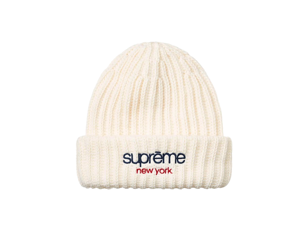 Supreme Classic Logo Chunky Ribbed Beanie White-Supreme-pikastore.cz