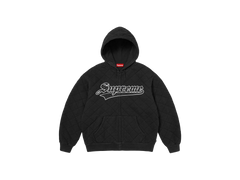Supreme Quilted Zip Up Hooded Sweatshirt Black